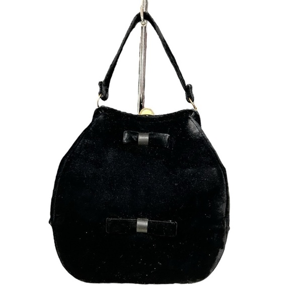 Vintage 50s Graceline Black Velvet Evening Bag Unique Shape - Picture 1 of 10